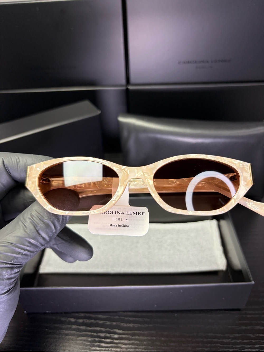 CL9142-02 - Carolina Lemke Berlin Eyewear - Twist Marble, Nude